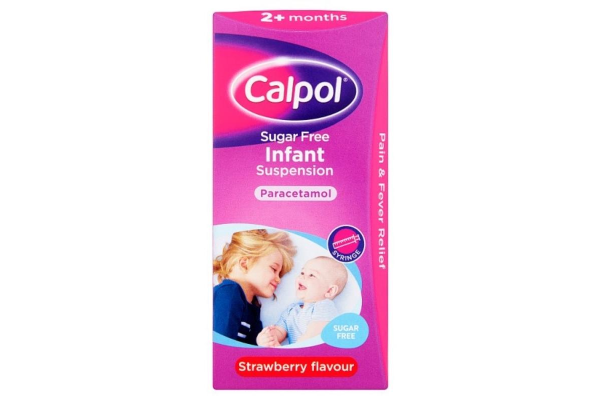 Calpol Infant Suspension Paracetamol 2+ Months Strawberry No Sugar 100ml